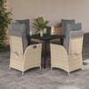5 Piece Outdoor Dining Set with Cushions Beige Poly Rattan