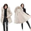 New large-size tooling cotton-padded women's long large fur collar velvet Korean version slim-fitting cotton-padded women's pie overcome coat