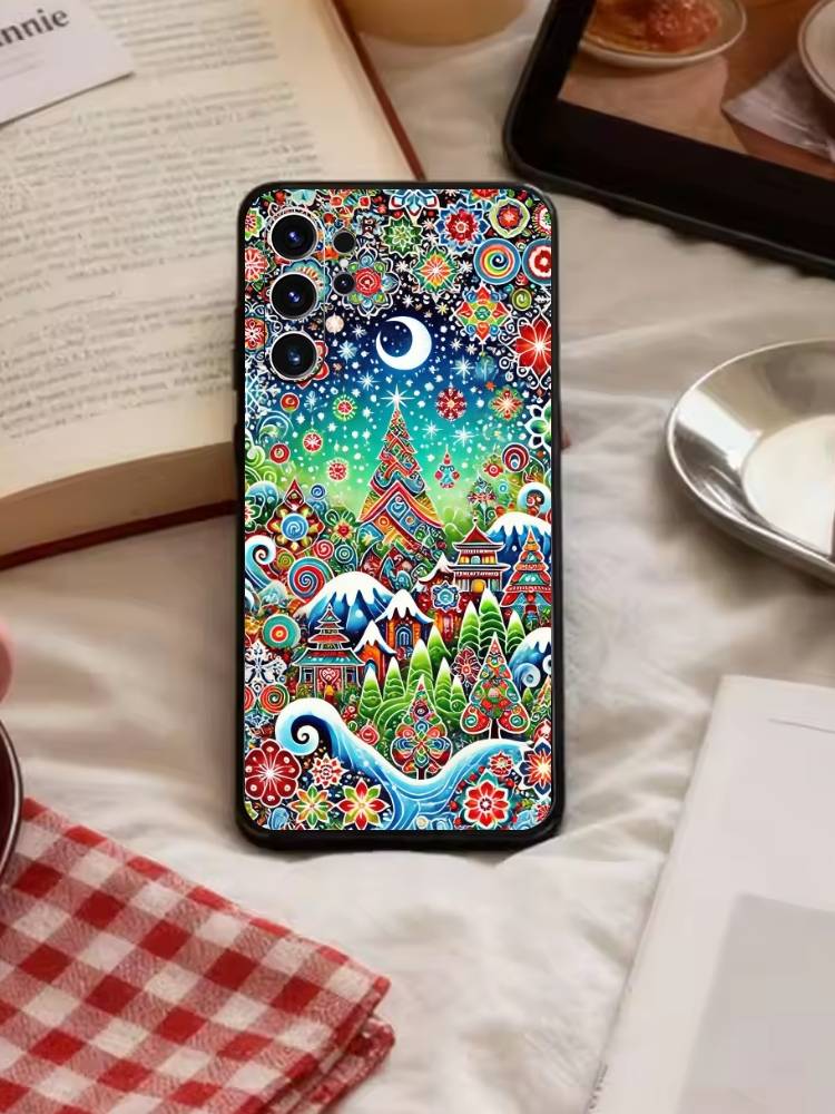 Coque de téléphone Paysage Fantaisiste Nuit Étoilée Pour Samsung S26,S25,S24,S23,S22,S21,S20,S30,Ultra,Plus,Fe,Note,5G Housse Noire