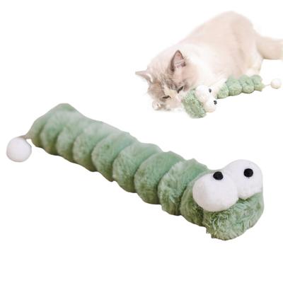 Cat Plush Toy Catnip Inside Cute Fuzzy Caterpillar Pillow Kick Stick Soft Cat Chew Toy for Indoor Kittens Play Exercise Boredom Relief