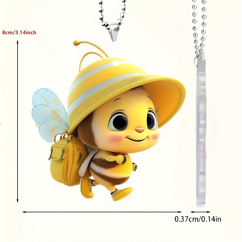 1pc Cute Little Bee Backpack Design Rearview Mirror Decoration Pendant, Backpack, Keychain Decoration Pendant