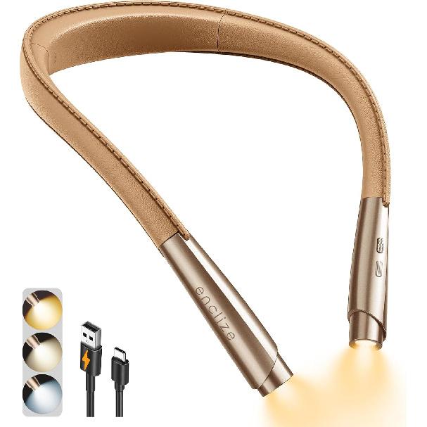 LED Neck Reading Light, Book Light for Reading In Bed, 3 Colors, 9 Brightness Levels, Lightweight Comfortable Design, Long Lasting, Perfect for