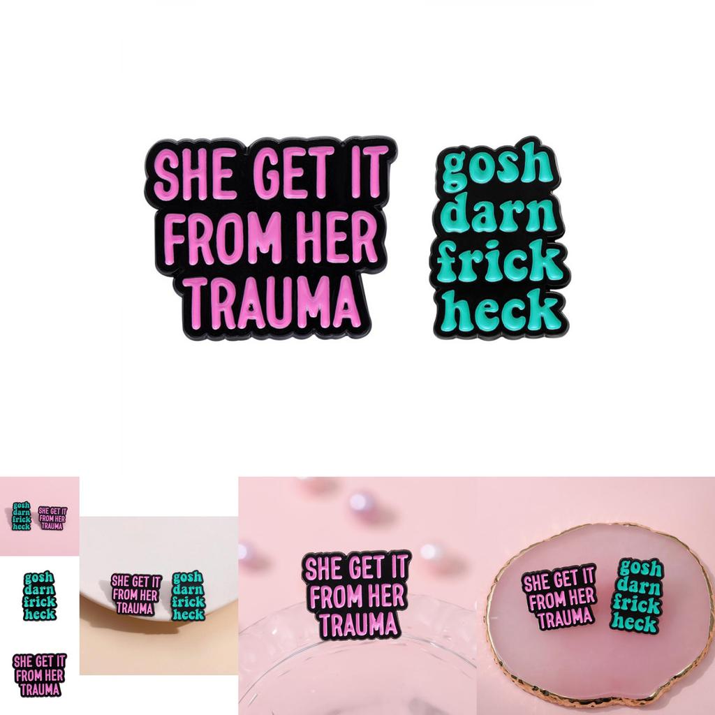 Creative European Style Colorful Letter Brooch Unique Minimalist Metal Badge Accessory