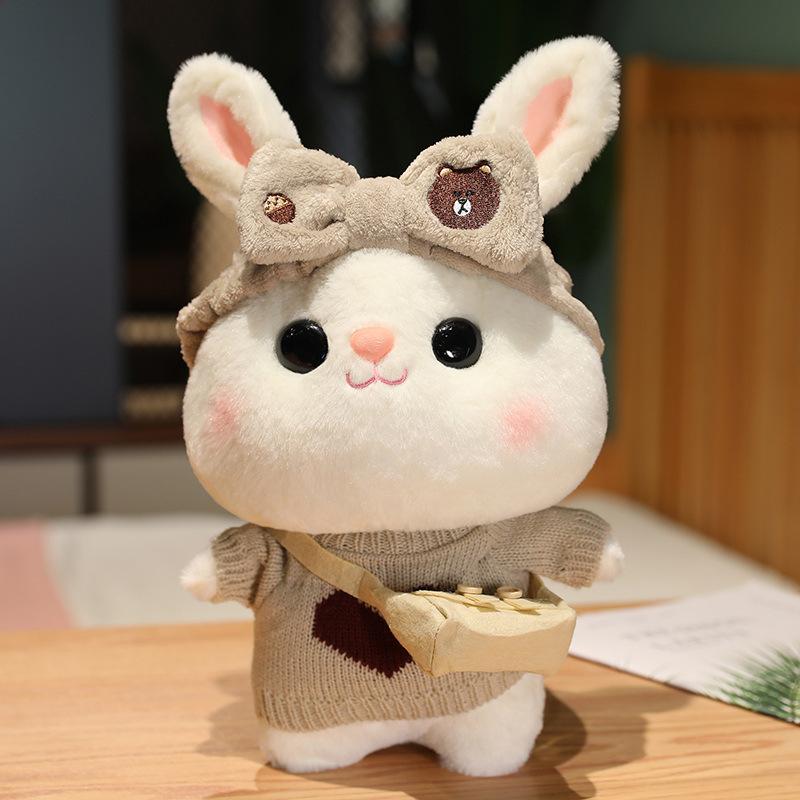 Rabbit Doll Drag Little Rabbit Creative Doll White Rabbit Plush Toy Gift for Girls