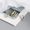 Premium Minimalist Gold Color Geometric Lock-Shaped Zircon Hoop Earrings Women's Personality Banquet Party Anniversary Jewelry