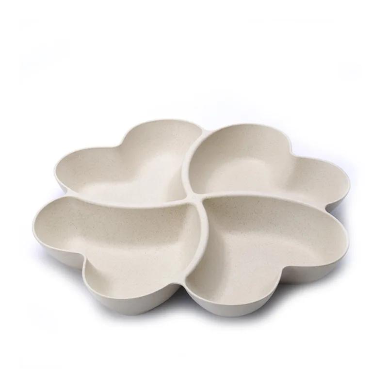 Podnos na ovocný talíř se 4 mřížkami Kreativní talíře ve tvaru srdce Úložný box Talíře na svačiny na sušené ovoce Dělené bonbóny Zásobník na dezertní talíře