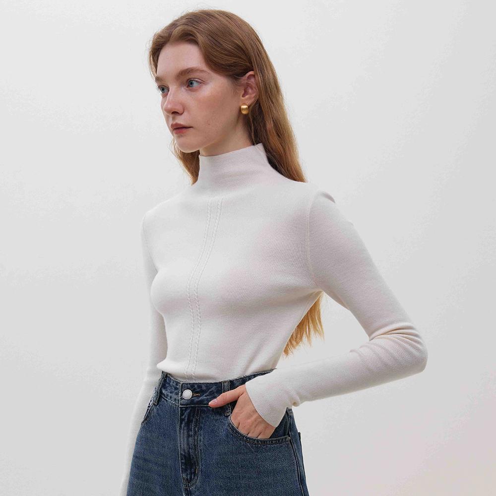 WEDNESDAY DELIGHT Wd_Cable Half Turtleneck Knit Top_4Color