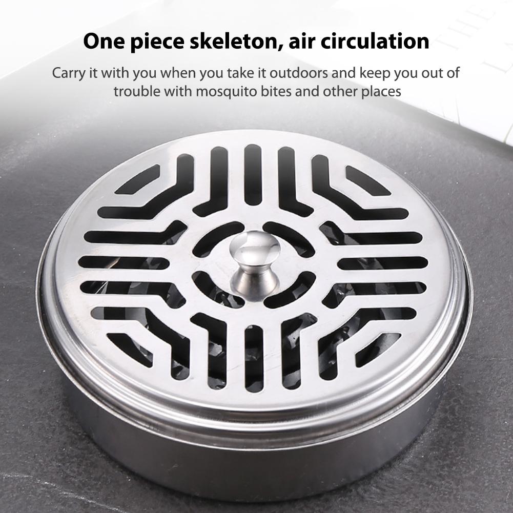 5-1PC Stainless Steel Mosquito Coil Holder Anti Mosquito Spiral Box with Lid Mosquito Coil Burner for Living Room Bedroom Decor