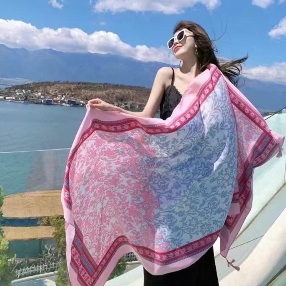 Chaka Salt Lake Great Northwest Tourism Ethnic Style Scarf Silk Scarf Women'S Summer Seaside Beach Shawl Sunscreen Thin