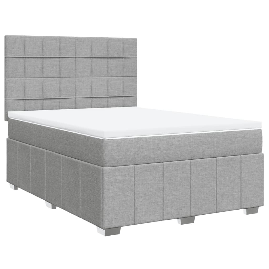 Box Spring Bed with Mattress Light Grey 140 x 190 cm Fabric