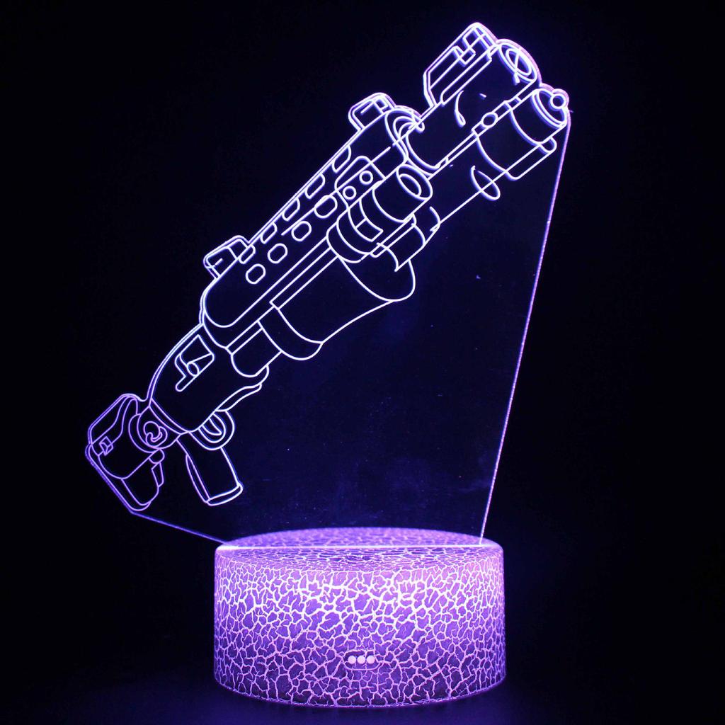 3D Gun Series Night Lamp: Seven-Color LED Desk Light with Touch and Remote Control.