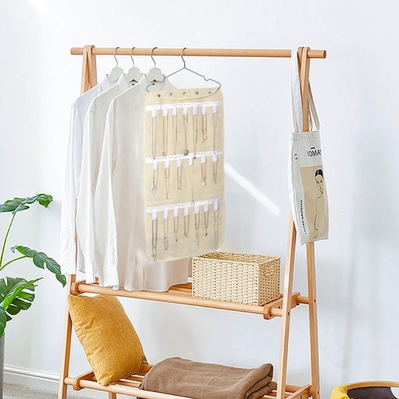 Double sided Jewelry Organizer Storage Bag Closet Rings Earring Necklace Bracelet Organizer Hanging Jewelry Holder