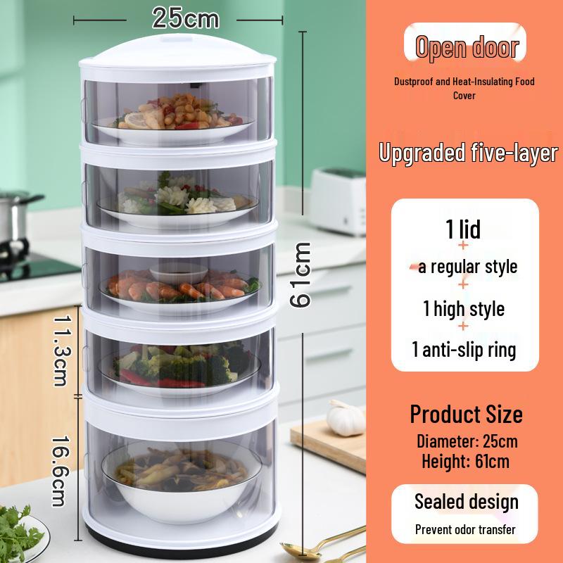Multi-layer Insulated Food Cover: Dustproof, Fresh-keeping Plastic Storage for Leftovers