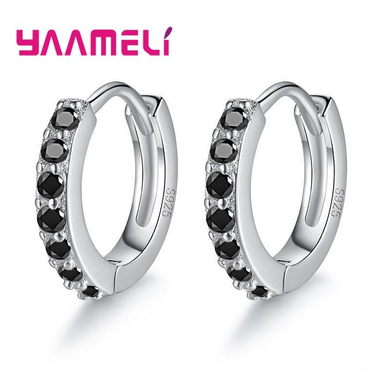 Classic 925 Silver Multicolor Cubic Zircon Small Hoop Earrings for Women Girls Wedding Party Fashion Jewelry Gifts