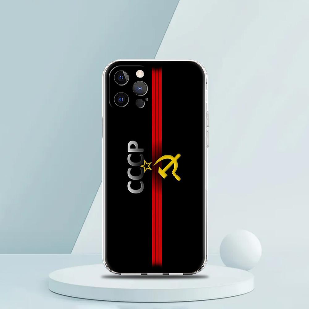 Vintage USSR CCCP Transparent Silicone Phone Case For iPhone 16 15 14 13 12 11 Pro Max XR 8 7 Plus XS Max Luxury Coque Funda Bag