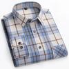Camisas de Franela a Cuadros Para Hombre Manga Larga 100% Algodón Moda Casual Suave Ajuste Estándar Hombre Blusa Ropa Bolsillo Talla Grande 7XL 8XL