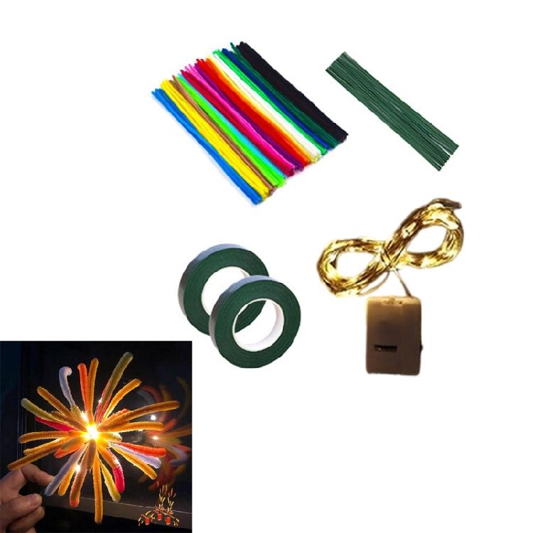 Colorful Fire Work Making Kits,Pipe Cleaners Kits Pipe Cleaners Arts Crafts Supplies for New Year Party Decors Kids Toy