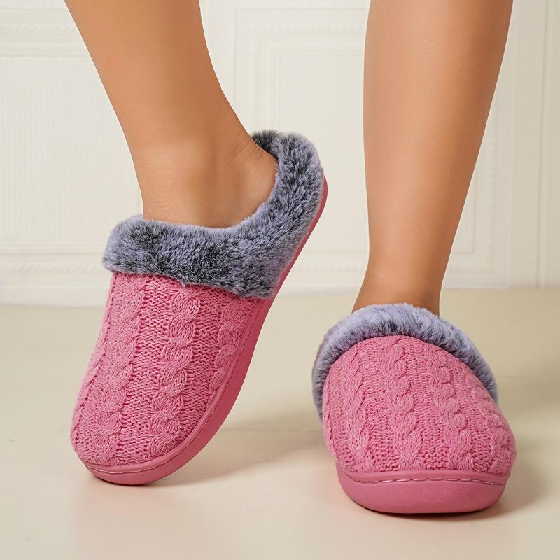 

Модная зимняя женская обувь, повседневная домашняя обувь для мужчин 2024 года, теплая хлопковая обувь для женщин, домашние плюшевые тапочки с подкладкой для женщин 44-45 розовый