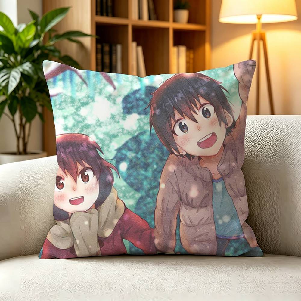 E-Erased Boku dake ga Inai Machi Pillow Case Square Double-Sided Sofa Cushion Cover Bedroom Bedside Pillow