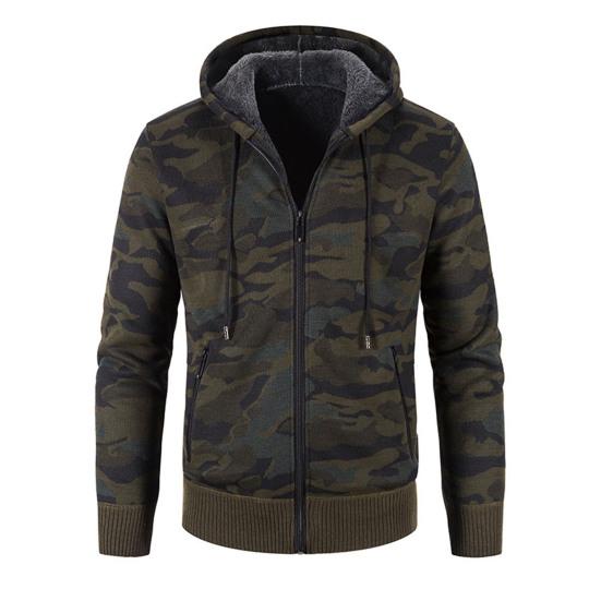 Coat Hooded Camouflage Warm Cardigan Zipper Men Jacket for Winter