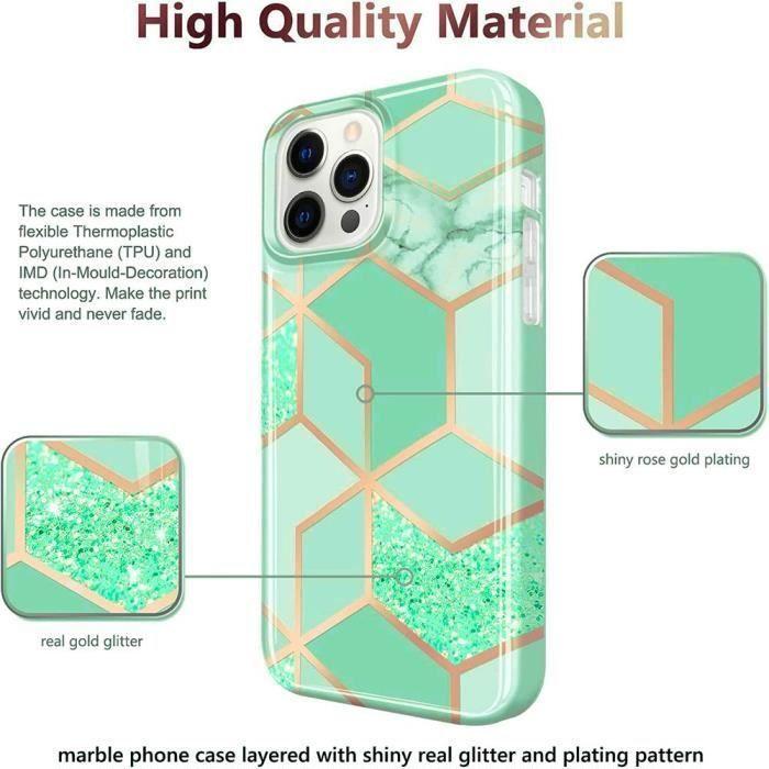 Coque de protection semi-rigide pour Samsung Galaxy S22 - BOOLING - Turquoise - Verre trempé - Motif marbre