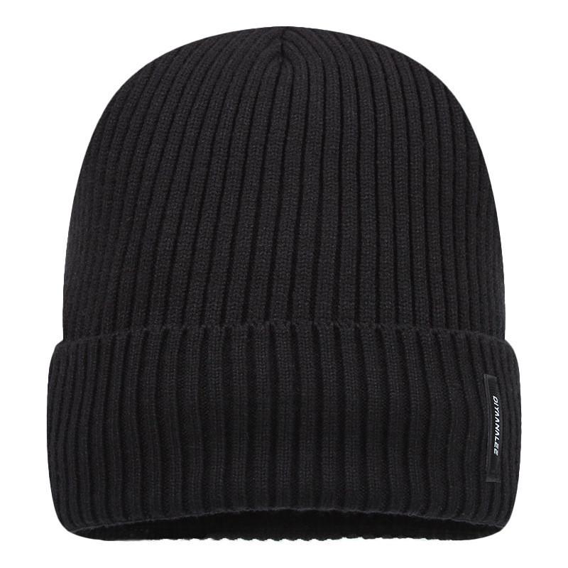 

Knitted Hat For Men Women Winter Warmth Windproof Fleece Pure Color Casual Wear Black A