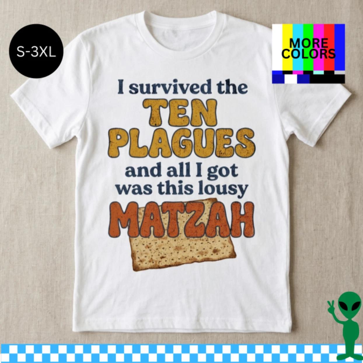 Funny Passover Shirt I Survived The Ten Plagues Jewish Seder Humor Tee S