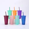 710ml Flash Powder Water Bottles For Girl With Straw Reusable Hard Plastic Tumbler With lid Coffee Cup Drinkware Christmas Gift