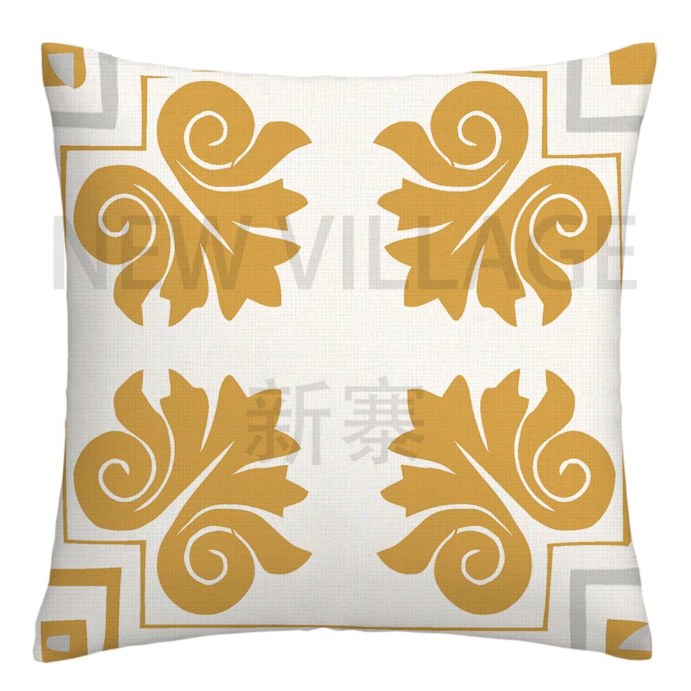Yellow white geometric linen pillowcase sofa cushion cover home decoration can be customized for you 40x40 45x45 50x50 60x60