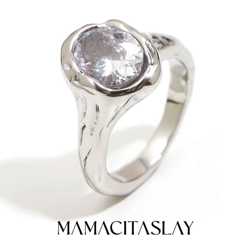 MamacitaSlay 316L Stainless Steel Zircon Irregular Ring 18K Gold Plated Waterproof Jewelry Women's Classic Ring High Quality