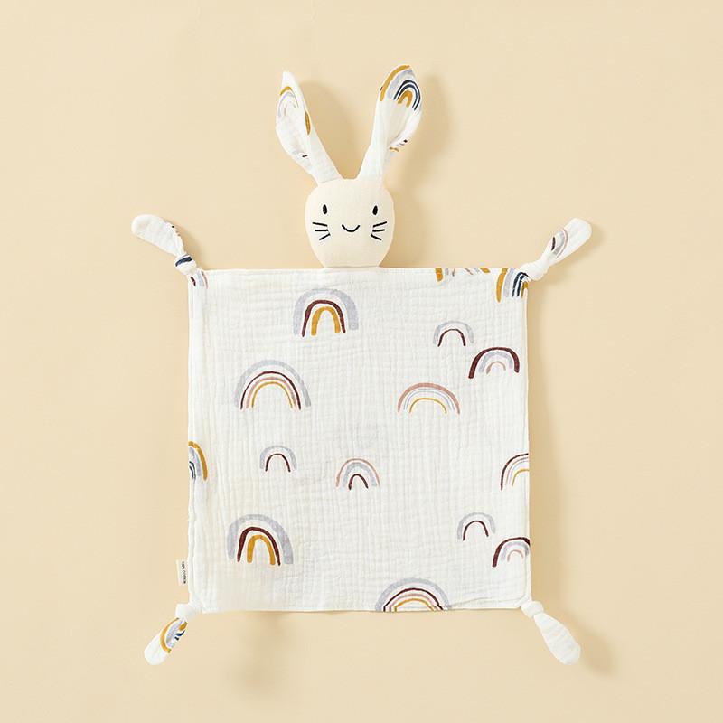 Baby Animal Cotton Swaddle With Plush Rabbit Toy For Sleep And Comfort