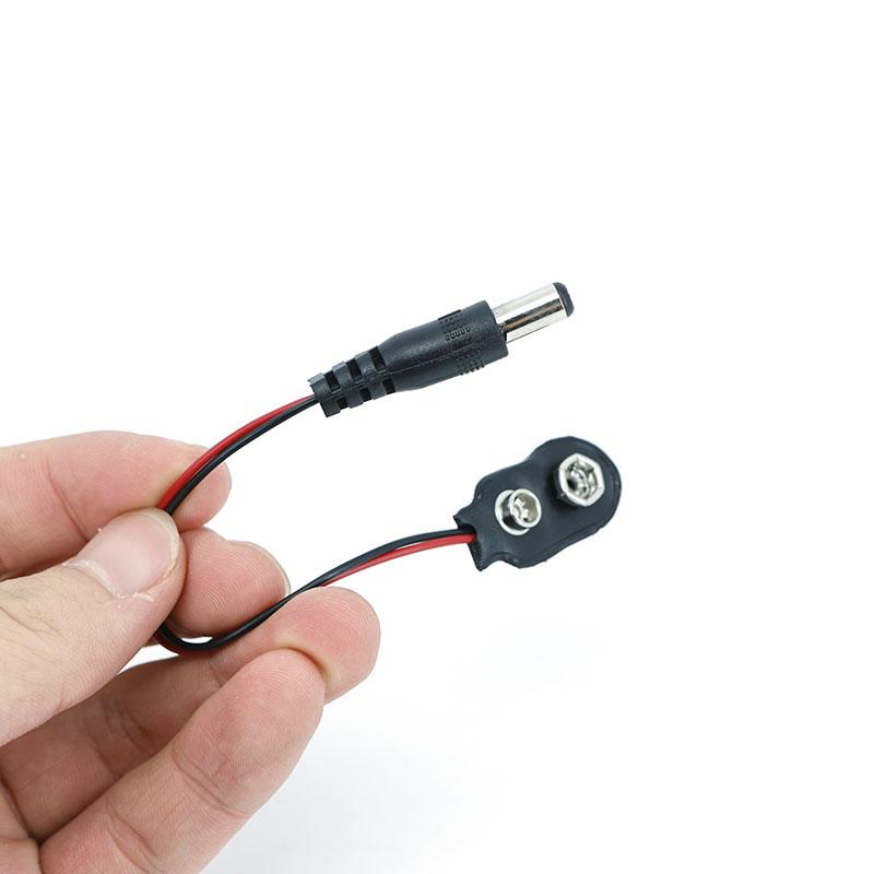DC 5.5x2.1MM To 9V T I Type Clips Connector Buckle Connect Wires Black Red Cable Connection