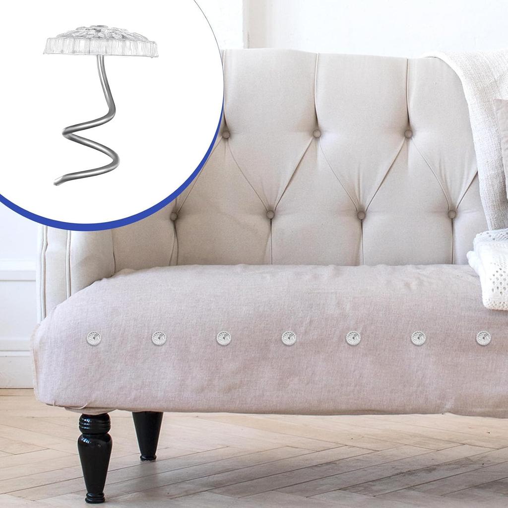 Bed Skirts P and Upholstery Tacks, 100PCS Transparent Plastic Head Screw Nail Clear Heads Twist Spiral Push P for Upholstery and Fixed Blankets Sofa