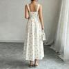 Women Sleeveless Backless Floral Print Maxi Dress with Adjustable Straps and Fitted Waist Summer Casual Sundress