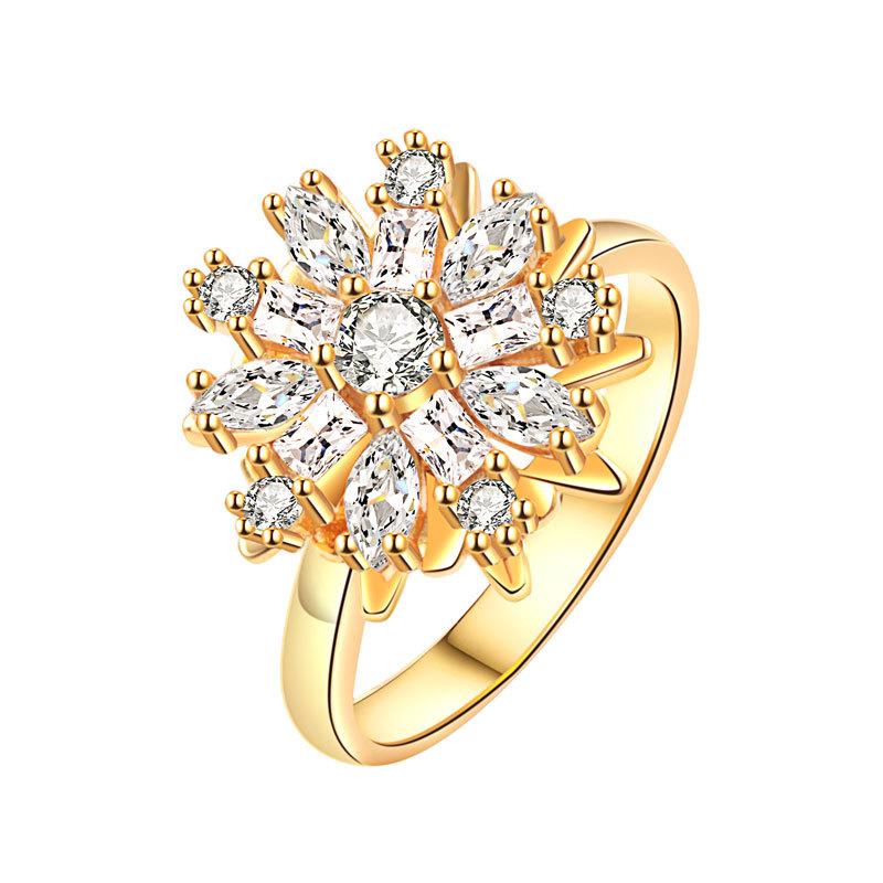 2025 Sunflower Rings For Women Gold Crystal Anxiety Relife Spinning Anti Stress Rotating Ring Trendy Jewelry Gifts