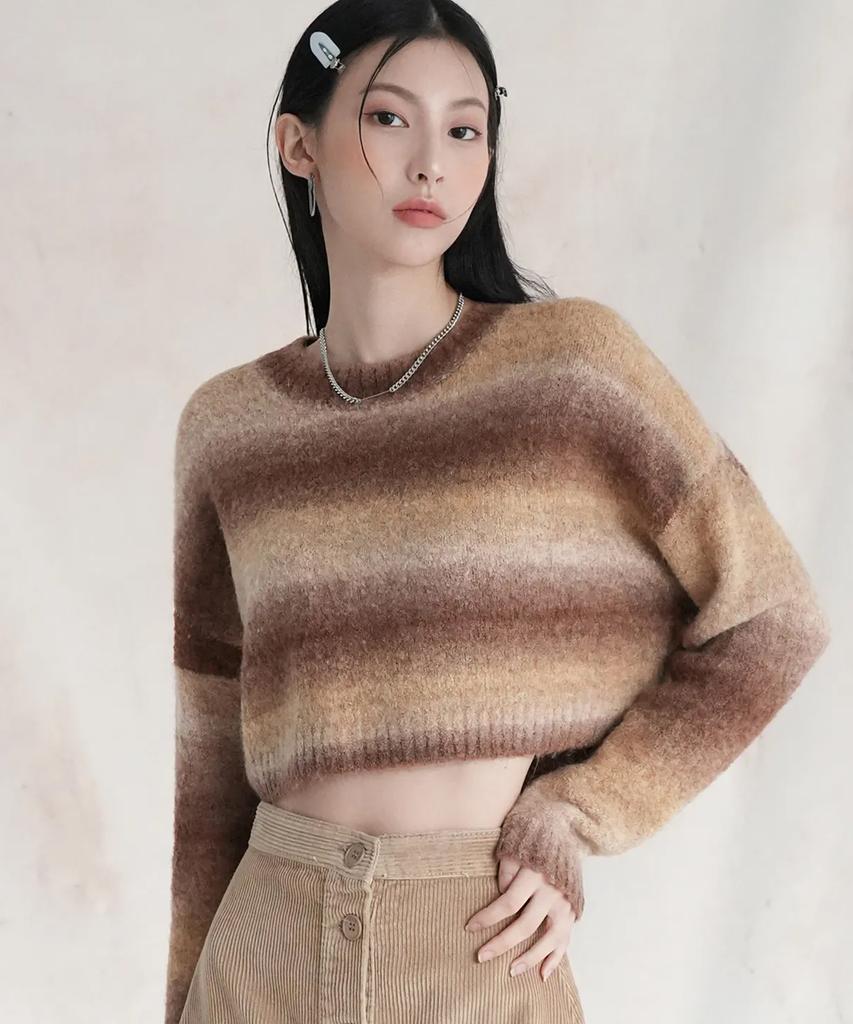 AVANDRESS Wool Gradation Crop Knit Rainbow