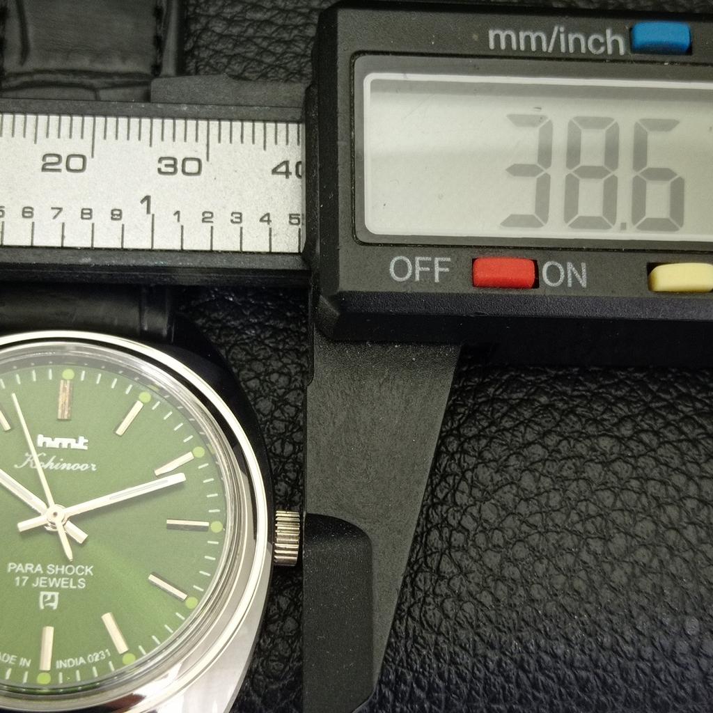 INDIAN VINTAGE HMT KOHINOOR HAND-WINDING MENS GREEN COLOR DIAL WATCH a440925-4 HT-a440925