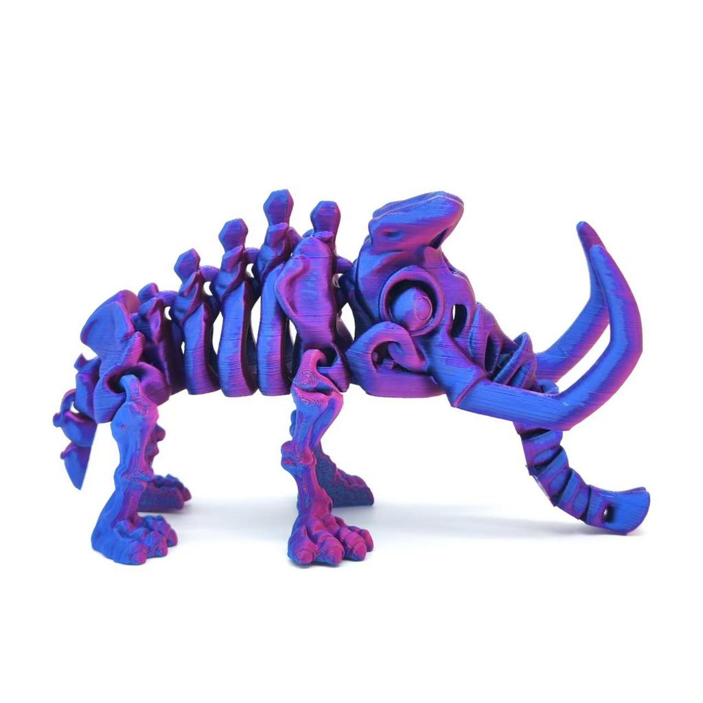 3D Printed Fully Articulated Mammoth Skeleton Model – Desktop Ornament