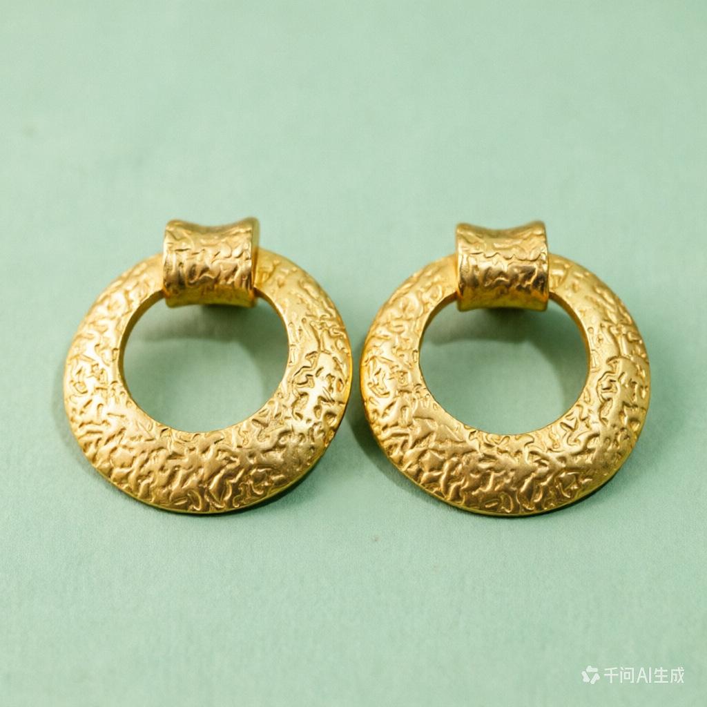 Geometric circular design alloy vintage heavy industry women's matte exaggerated earrings vacation style earrings