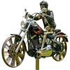 Garden Wind Spinner, Green Tractor Motocycle Fighter Jet Windmill Stake with Rotating Wheels for Patio Yard Garden,Unique Outdoor Sculptures Ornament