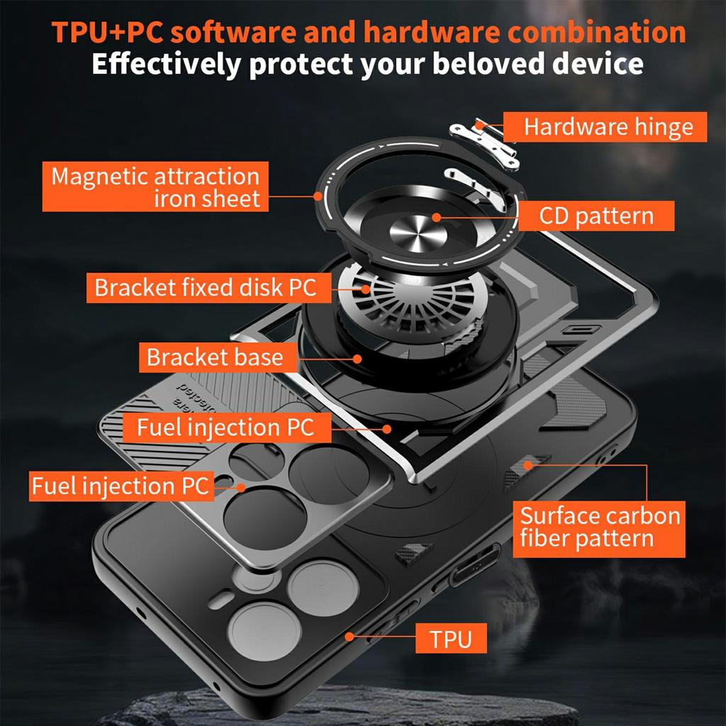 Dla Realme 14 5G Etui Magnetyczne Obrotowa Podpórka TPU+PC Pokrowiec na Telefon