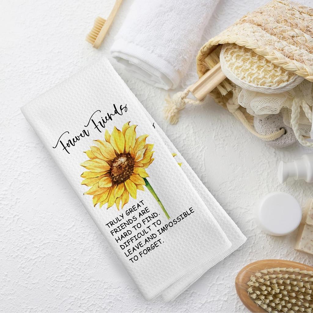 Friends Forever Kitchen Towels Dish Towel 16x24 Inches, Friendship Friend Birthday Gifts for Women Friends Sister BFF Female Bestie Kitchen