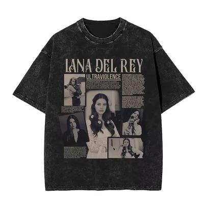 Washed Vintage Lana Del Rey Eyes Graphic Tshirt Mens Women Fashion Oversized Short Sleeve Tshirts Male Casual Cotton T Shirts