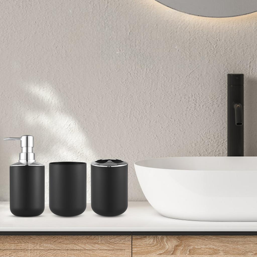 Sada koupelnových doplňků 9dílná černá koupelnová dekorace s držákem na zubní kartáčky Hrnek na zubní kartáček Mýdlo