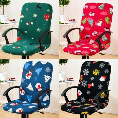 Christmas Office Chair Covers Stretch Computer Chair Cover Lift Rotating Gaming Seat Cover Dust Armchair Slipcover Removable 1Pc