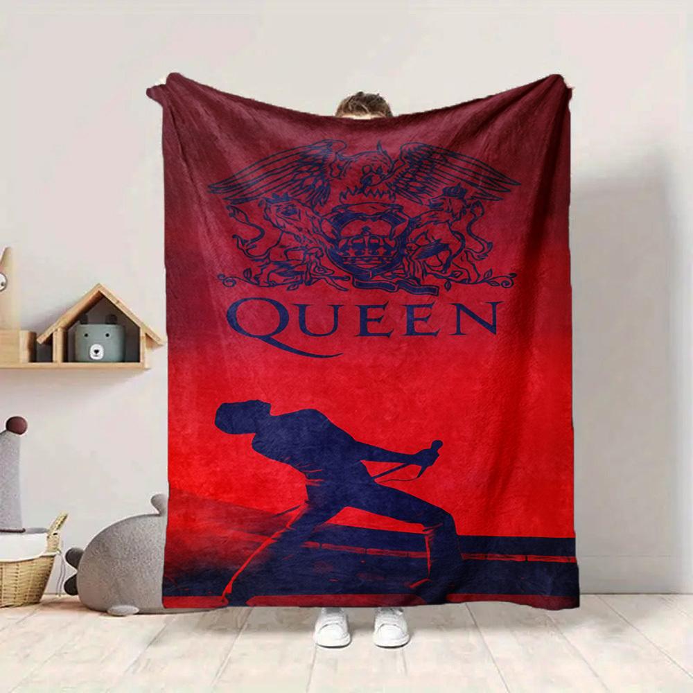 1pc Queen Band Logo Blanket Lightweight Flannel Blanket Throw Blanket For Sofa, Bed, Travel, Camping, Livingroom, Office, Couch