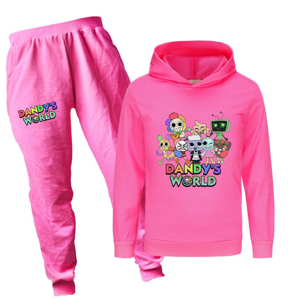 5407 Multi-color Kids Boys Girls Dandy World Printed Hoodies Trousers Clothes Set
