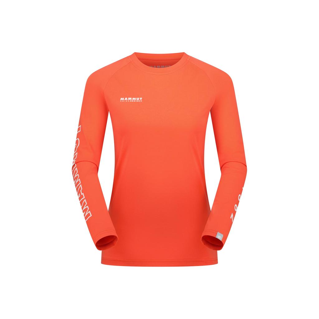 Mammut QD Logo Print Long Sleeve T-shirts, Asian Fit, Women's, AF Women's, 1016-01040, Peach-White, Size S, PRT3
