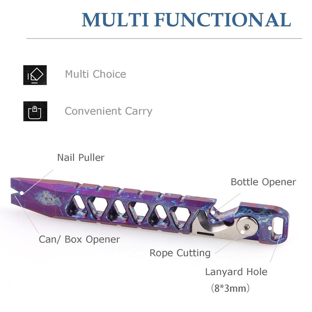 Hamans Titanium EDC Prybar with Bottle Nail EDC Opener, 4.3-inch Multi-Tool, Crowbar, Puller, Pocket-Sized Multi-Tool