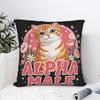Pillow Case Alpha Male Cat Kitten Rainbow Floral Square Pillow Cover For Sofa Couch Bed Living Room Retro Trendy Pillowcases